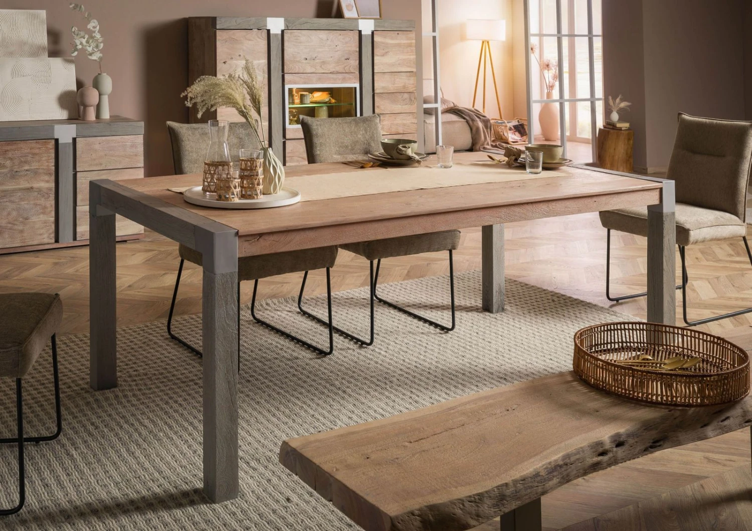 AMSTERDAM #117 Tavolo Da Pranzo In Legno Di Acacia - Laccato / Natur 240x100x76 5 AMSTERDAM #117 Tavolo Da Pranzo In Legno Di Acacia - Laccato / Natur 240x100x76 - immagine 3