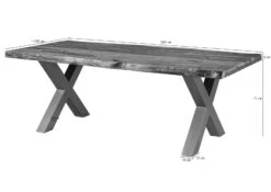 FREEFORM 5 Tavolo Da Pranzo In Legno Di Sheesham - Verniciato Natur / Gambe In Ferro X Argento Matt 260x100 -Massivmoebel24 09 116 834 2117 8 2