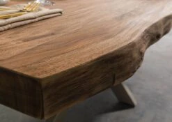 FREEFORM 5 Tavolo Da Pranzo In Legno Di Sheesham - Decapato / Naturale - Gambe Ad X Argento Matt 260x100 -Massivmoebel24 09 116 834 5927 04