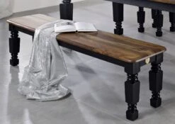 Panca In Legno Sheesham - Laccato / Marrone -nerro 130x40x45 NEW BOSTON # 161