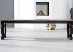 Panca In Legno Sheesham - Laccato / Marrone -nerro 130x40x45 NEW BOSTON # 161 -Massivmoebel24 09 123 740 0133 4