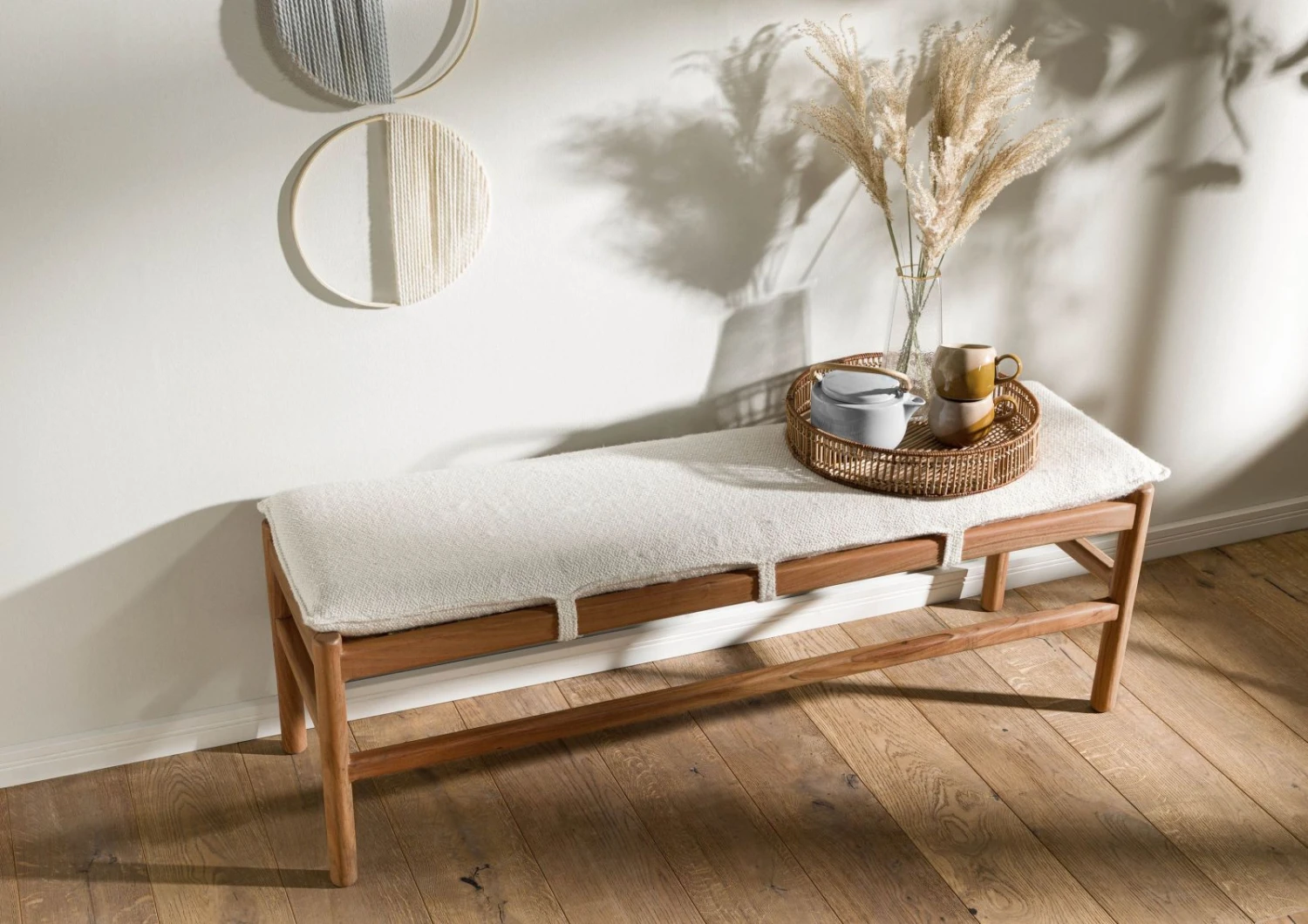 Panca In Legno Di Acacia 140x40x47 Laccato / Naturale KOPENHAGEN #140 4 Panca In Legno Di Acacia 140x40x47 Laccato / Naturale KOPENHAGEN #140 - immagine 2