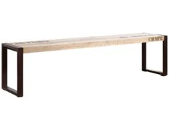 FACTORY #120 Panca In Legno Di Mango E Ferro - Stampato 140x40x45 -Massivmoebel24 09 124 559 0120 9 1