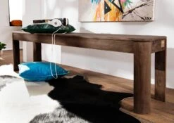 TORONTO #130 Panca In Legno Di Sheesham - Decapato / Smoked Cherry 140x35x45 -Massivmoebel24 09 124 665 0031 3
