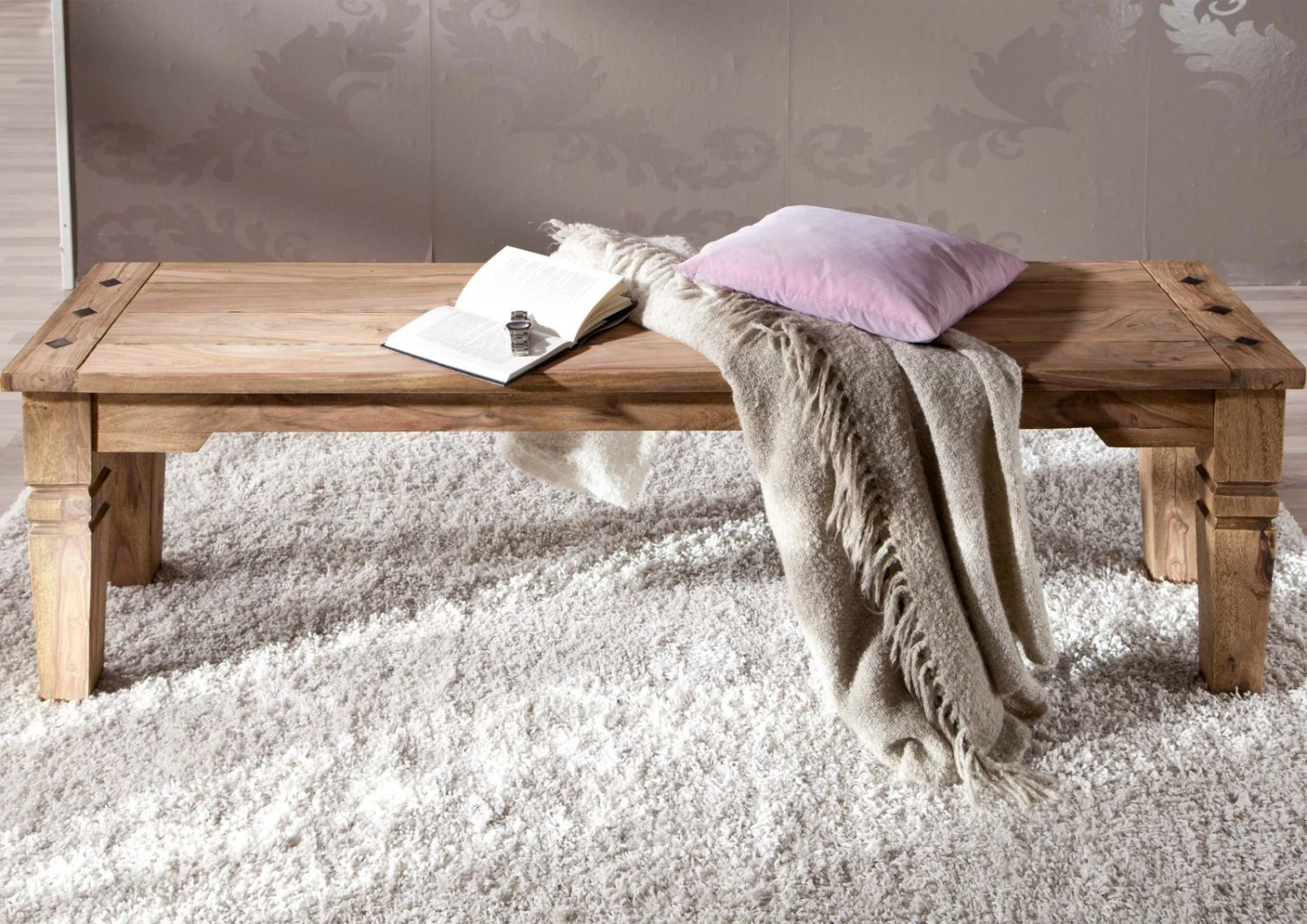 LEEDS #54 Panca In Legno Di Sheesham - Oliato / Grigio 140x40x45 5 LEEDS #54 Panca In Legno Di Sheesham - Oliato / Grigio 140x40x45 - immagine 3