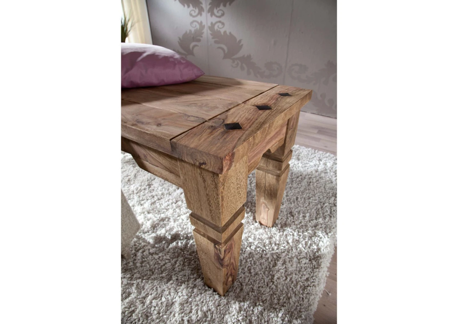 LEEDS #54 Panca In Legno Di Sheesham - Oliato / Grigio 140x40x45 6 LEEDS #54 Panca In Legno Di Sheesham - Oliato / Grigio 140x40x45 - immagine 4