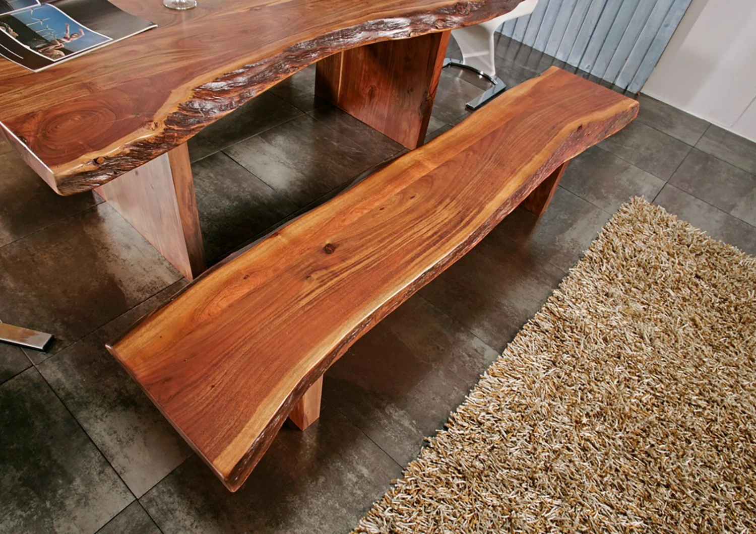 FREEFORM #106 Panca In Legno Di Acacia - Laccato / Noce 155x38x45 4 FREEFORM #106 Panca In Legno Di Acacia - Laccato / Noce 155x38x45 - immagine 2