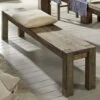 NATURE GREY #140 Panca In Legno Di Sheesham - Oliato / Grigio 160x35x45 -Massivmoebel24 09 126 550 1004 1