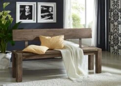 NATURE GREY #702 Panca Con Schienale In Legno Di Sheesham - Oliato / Grigio 180x35x76