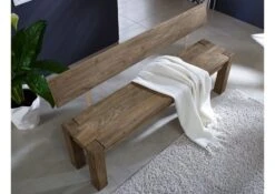 NATURE GREY #703 Panca Con Schienale In Legno Di Sheesham - Oliato / Grigio 200x35x76 -Massivmoebel24 09 126 550 1031 3 2