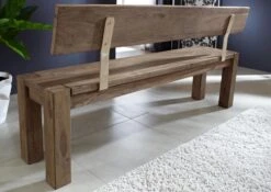 NATURE GREY #703 Panca Con Schienale In Legno Di Sheesham - Oliato / Grigio 200x35x76 -Massivmoebel24 09 126 550 1031 4 2