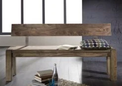 NATURE GREY #702 Panca Con Schienale In Legno Di Sheesham - Oliato / Grigio 180x35x76 -Massivmoebel24 09 126 550 1031 5 1