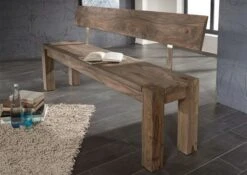 NATURE GREY #703 Panca Con Schienale In Legno Di Sheesham - Oliato / Grigio 200x35x76 -Massivmoebel24 09 126 550 1031 6 2