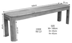 TORONTO #127 Panca In Legno Di Sheesham - Decapato / Smoked Cherry 160x35x45 -Massivmoebel24 09 126 665 0028 8