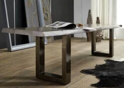 FREEFORM #0309 Panca In Legno Di Sheesham - Laccato / Smoked Oak 180x38x45 -Massivmoebel24 09 126 715 0307 4