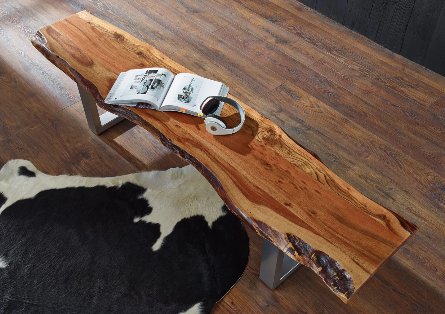 FREEFORM 2 Panca In Legno Di Acacia - Laccato / Noce 180x38x45 4 FREEFORM 2 Panca In Legno Di Acacia - Laccato / Noce 180x38x45 - immagine 2