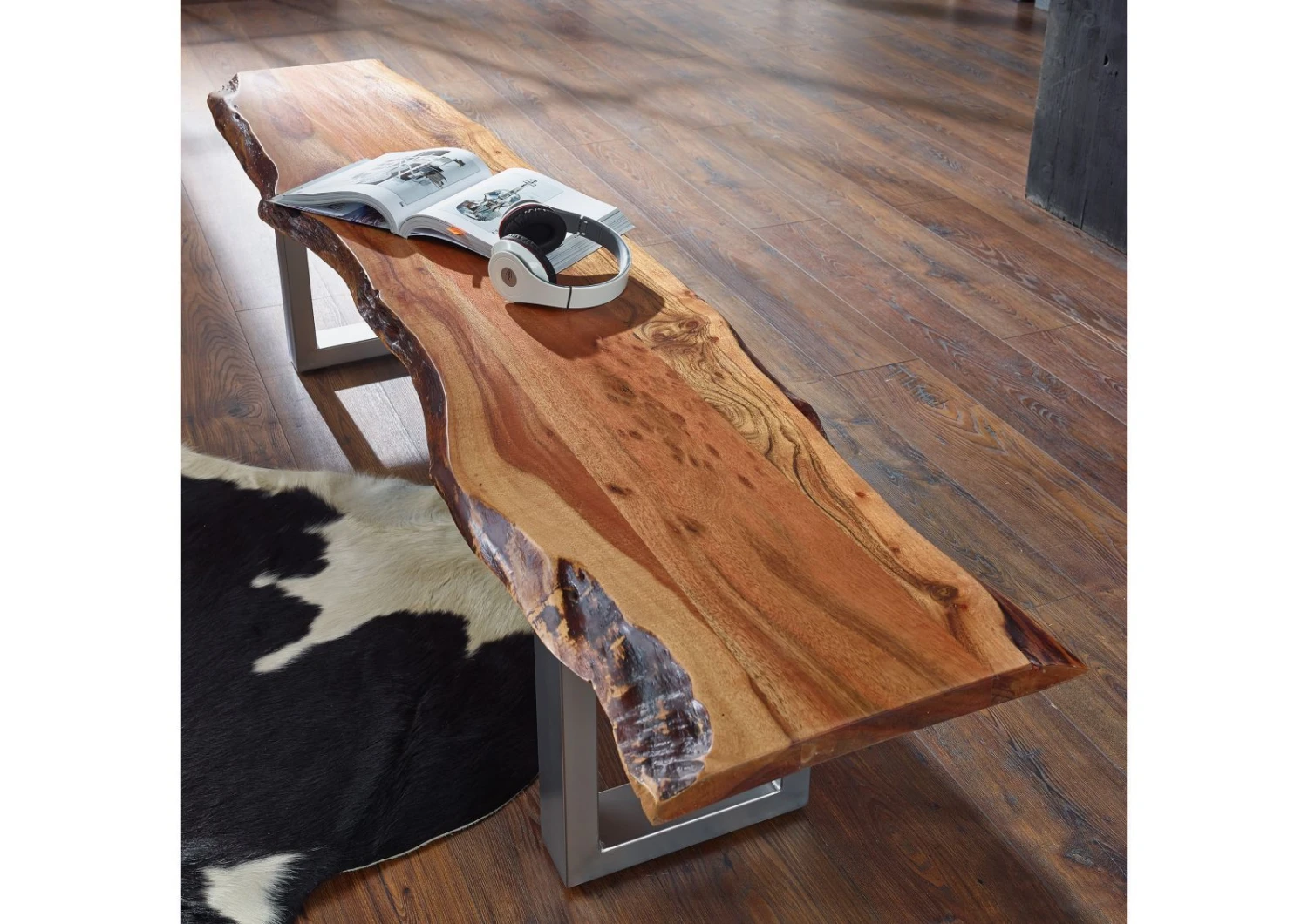 FREEFORM 2 Panca In Legno Di Acacia - Laccato / Noce 180x38x45 5 FREEFORM 2 Panca In Legno Di Acacia - Laccato / Noce 180x38x45 - immagine 3