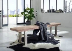 FREEFORM #133 Panca In Legno Di Acacia - Laccato / Natural Stone 175x38x45