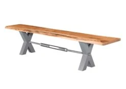 IRON LABEL #137 Panca In Legno Di Acacia - Laccato Natur 200x38x46 -Massivmoebel24 09 128 820 0036 10