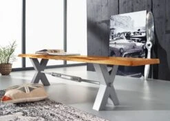 IRON LABEL #137 Panca In Legno Di Acacia - Laccato Natur 200x38x46 -Massivmoebel24 09 128 820 0036 4