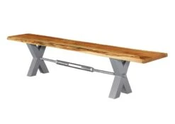 IRON LABEL #137 Panca In Legno Di Acacia - Laccato Natur 200x38x46 -Massivmoebel24 09 128 820 0036 9