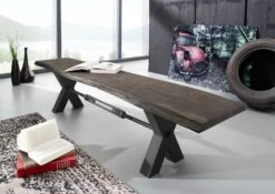 IRON LABEL #147 Panca In Legno Di Acacia - Laccato / Grigio 200x38x46