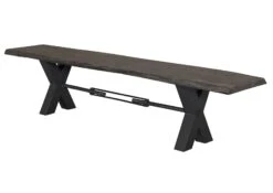 IRON LABEL #147 Panca In Legno Di Acacia - Laccato / Grigio 200x38x46 -Massivmoebel24 09 128 820 0046 10