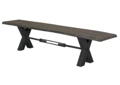 IRON LABEL #147 Panca In Legno Di Acacia - Laccato / Grigio 200x38x46 -Massivmoebel24 09 128 820 0046 9