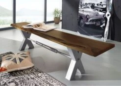 IRON LABEL #152 Panca In Legno Di Acacia - Laccato / Marrone 200x38x46