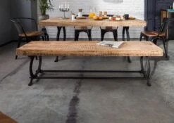 INDUSTRIAL #32 Panca In Legno Riciclato E Ferro - Laccato Multicolore 200x40x45 -Massivmoebel24 09 130 811 0032 3