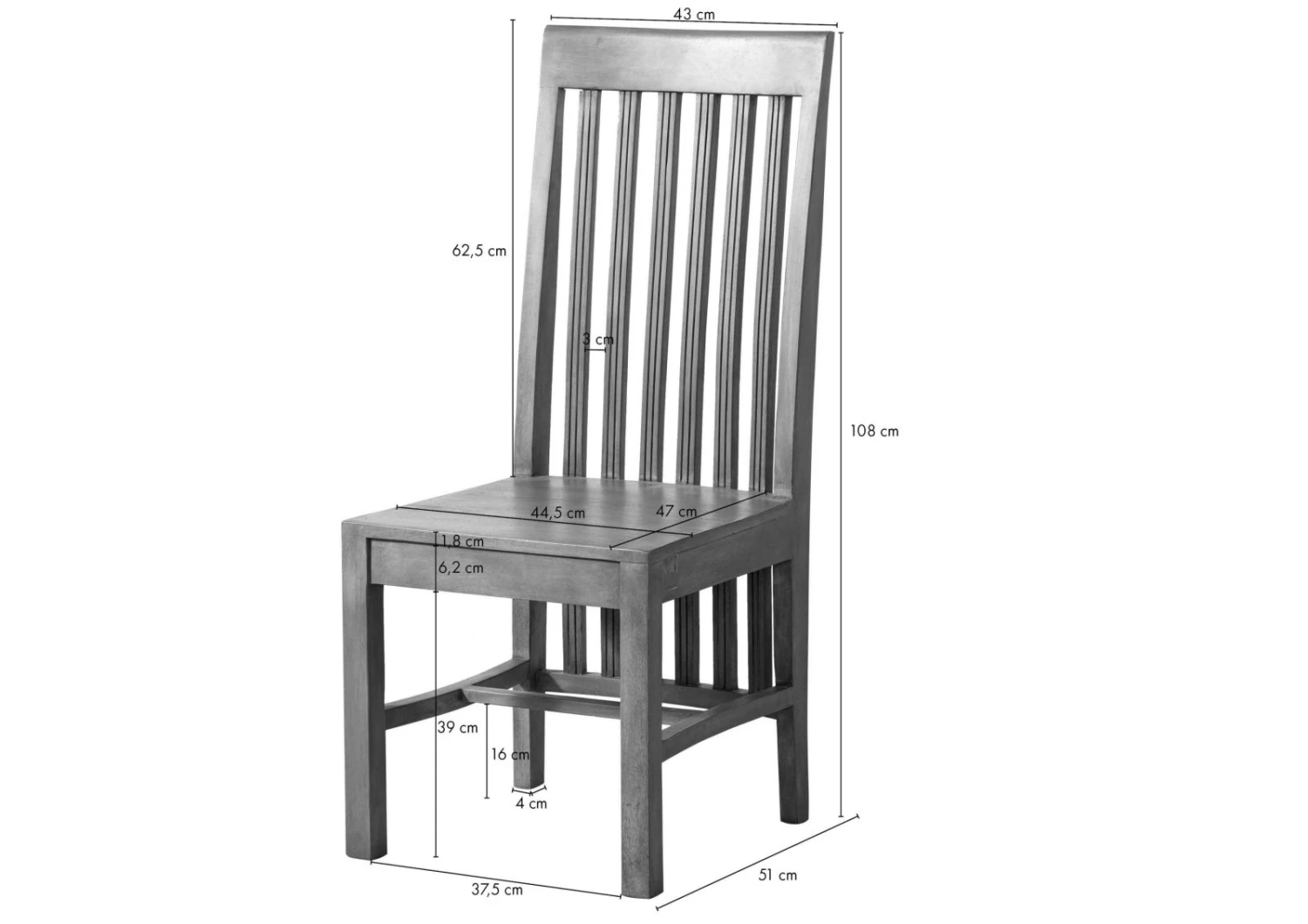 Sedia In Legno Di Mango 45x54x108 Oliato Beige TOULOUSE #13 9 Sedia In Legno Di Mango 45x54x108 Oliato Beige TOULOUSE #13 - immagine 7