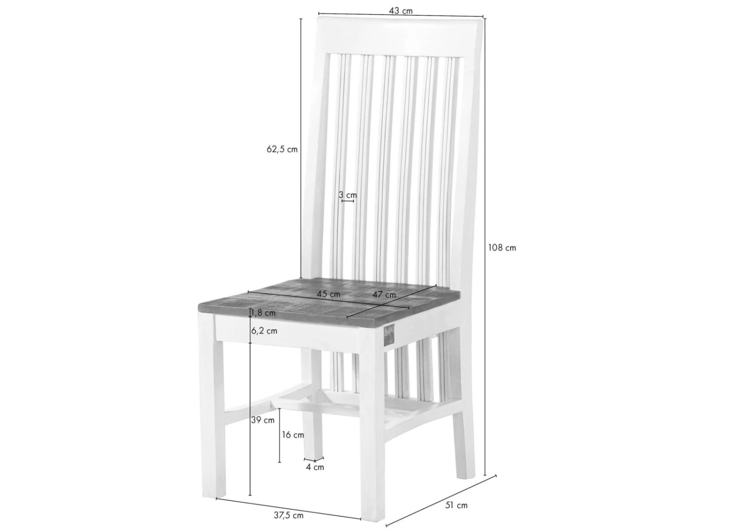 Sedia In Legno Di Mango 45x54x108 Laccato Bianco TOULOUSE #113 9 Sedia In Legno Di Mango 45x54x108 Laccato Bianco TOULOUSE #113 - immagine 7