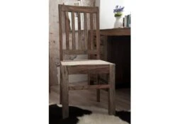 NATURE GREY #121 Set Di 2 Sedie In Legno Di Sheesham - Oliato / Grigio 40x45x100 -Massivmoebel24 09 151 550 0021 2 4