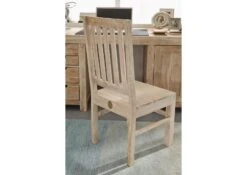 NATURE WHITE #121 Sedia In Legno Di Acacia - Patinato / White Stone 45x45x100 -Massivmoebel24 09 151 552 0021 4