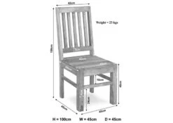 NATURE WHITE #121 Sedia In Legno Di Acacia - Patinato / White Stone 45x45x100 -Massivmoebel24 09 151 552 0021 8