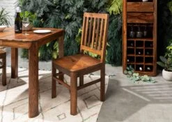 TORONTO #231 Sedia In Legno Di Sheesham - Cerato / Noce 45x45x100