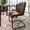 IRON LABEL #03 Sedia Cantilever In Vera Pelle - Marrone 52x62x89 -Massivmoebel24 09 151 890 0003 1