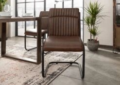 IRON LABEL #03 Sedia Cantilever In Vera Pelle - Marrone 52x62x89 14 IRON LABEL #03 Sedia Cantilever In Vera Pelle - Marrone 52x62x89 -Massivmoebel24 09 151 890 0003 3