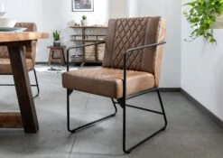 IRON LABEL #07 Sedia In Vera Pelle - Camello 55x65x91