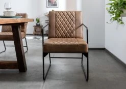 IRON LABEL #07 Sedia In Vera Pelle - Camello 55x65x91 -Massivmoebel24 09 151 890 0007 3