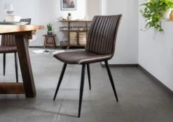 IRON LABEL #09 Sedia In Vera Pelle - Marrone 44x56x89