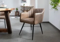 IRON LABEL #12 Sedia In Vera Pelle - Beige 44x56x89