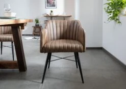 IRON LABEL #12 Sedia In Vera Pelle - Beige 44x56x89 -Massivmoebel24 09 151 890 0012 3