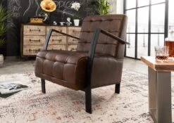 IRON LABEL #14 Poltrona In Vera Pelle - Marrone 67x76x83