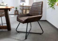 IRON LABEL #16 Sedia In Vera Pelle - Marrone Scuro 59x68x93