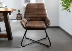 IRON LABEL #16 Sedia In Vera Pelle - Marrone Scuro 59x68x93 -Massivmoebel24 09 151 890 0016 3