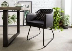 IRON LABEL #17 Sedia In Vera Pelle - Nero 55x59x76