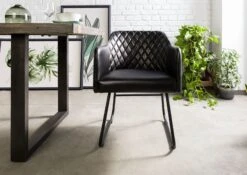 IRON LABEL #17 Sedia In Vera Pelle - Nero 55x59x76 -Massivmoebel24 09 151 890 0017 3