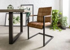 IRON LABEL #24 Sedia In Vera Pelle - Marrone 51x62x79