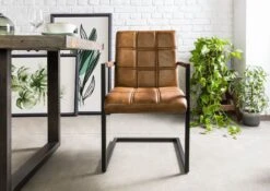 IRON LABEL #24 Sedia In Vera Pelle - Marrone 51x62x79 13 IRON LABEL #24 Sedia In Vera Pelle - Marrone 51x62x79 -Massivmoebel24 09 151 890 0024 3